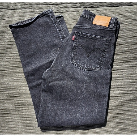 Levi's Denim - Levi's Ribcage Straight Premium Jeans Ankle Women's Size 28 Black Grey High Rise